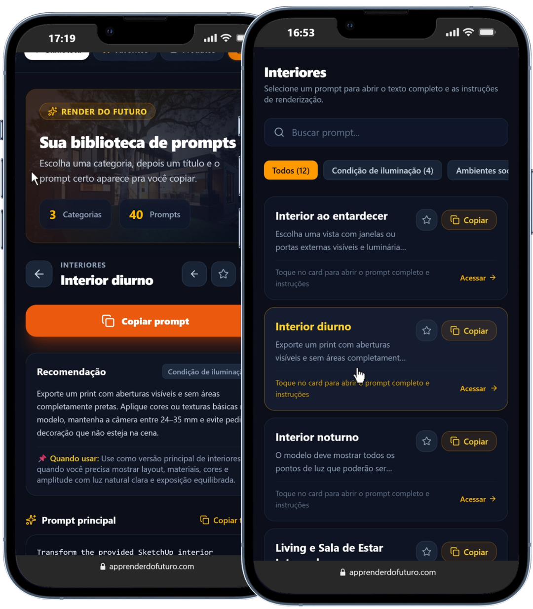 Biblioteca de prompts Render do Futuro para criar renders com ChatGPT