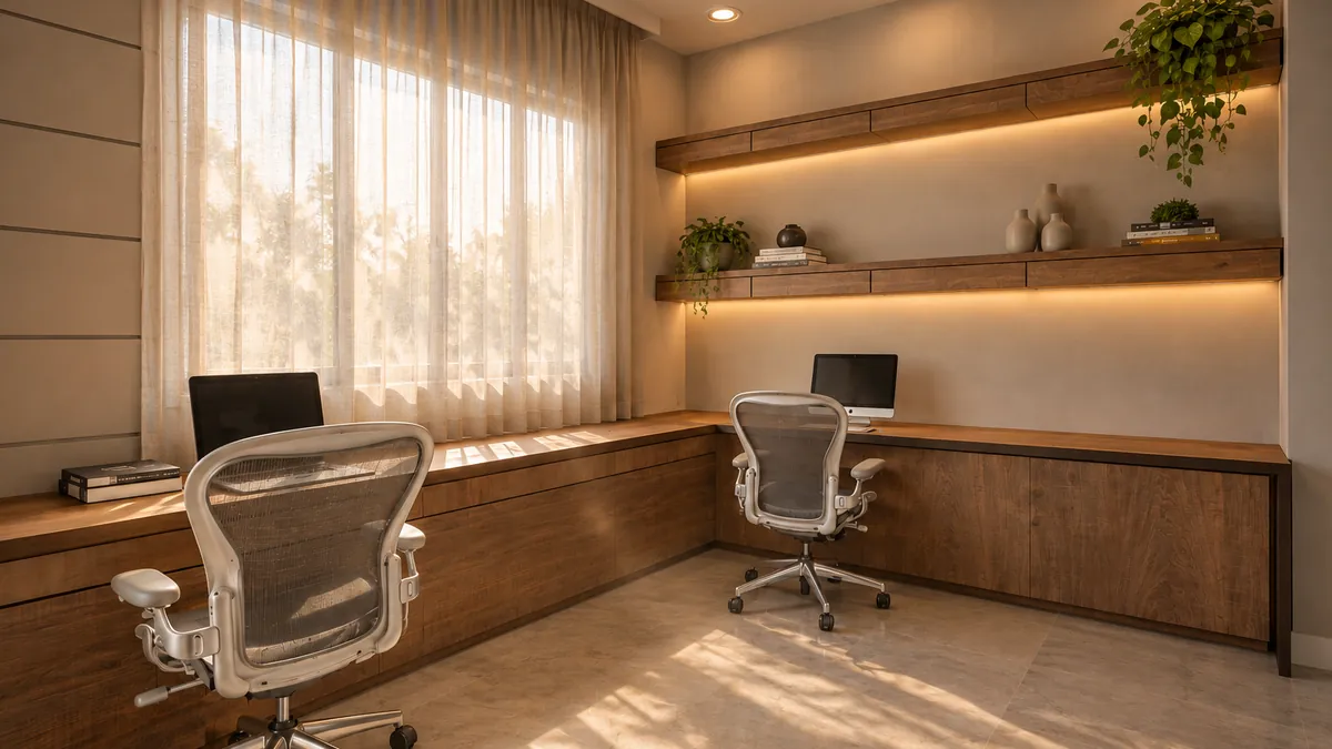 Render fotorrealista com IA: Escritório em casa